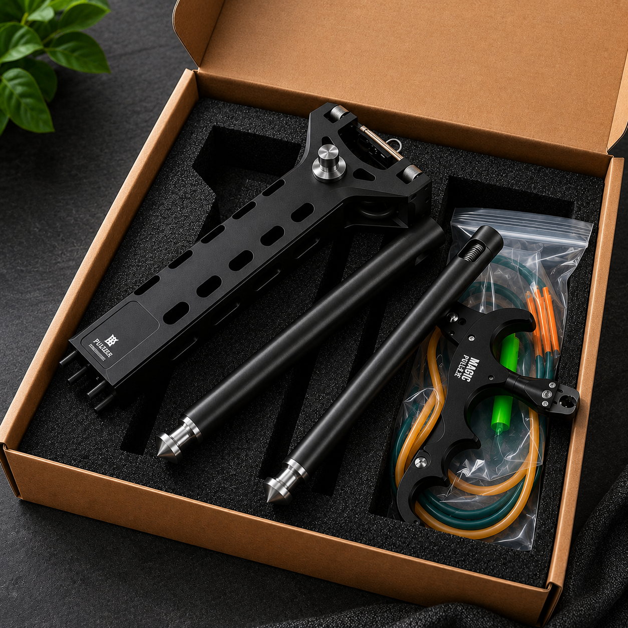 Versão preta do APEX PRECISION™ com acessórios premium dentro da embalagem