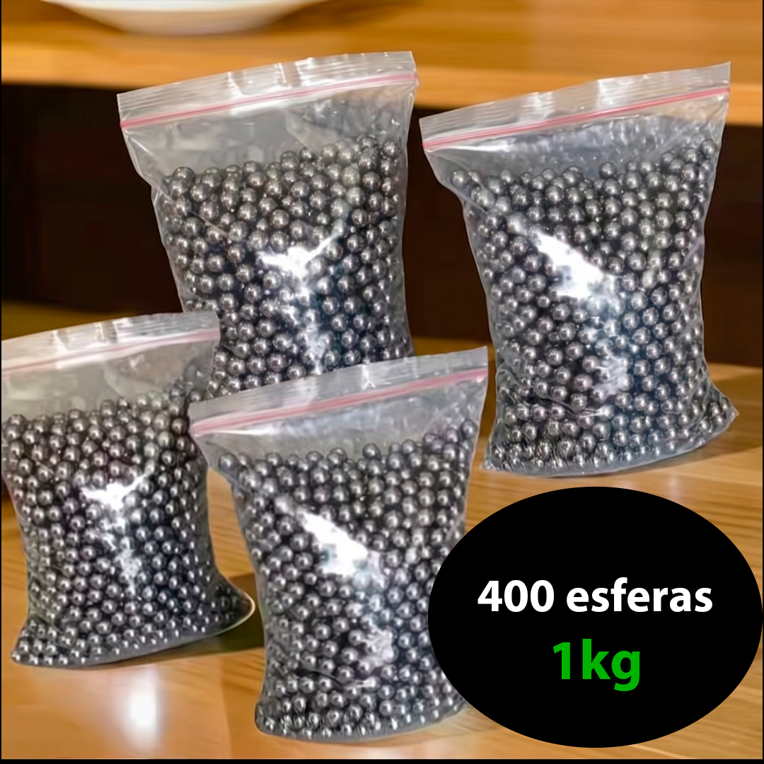 Refil de 1kg com 400 esferas metálicas em embalagens lacradas