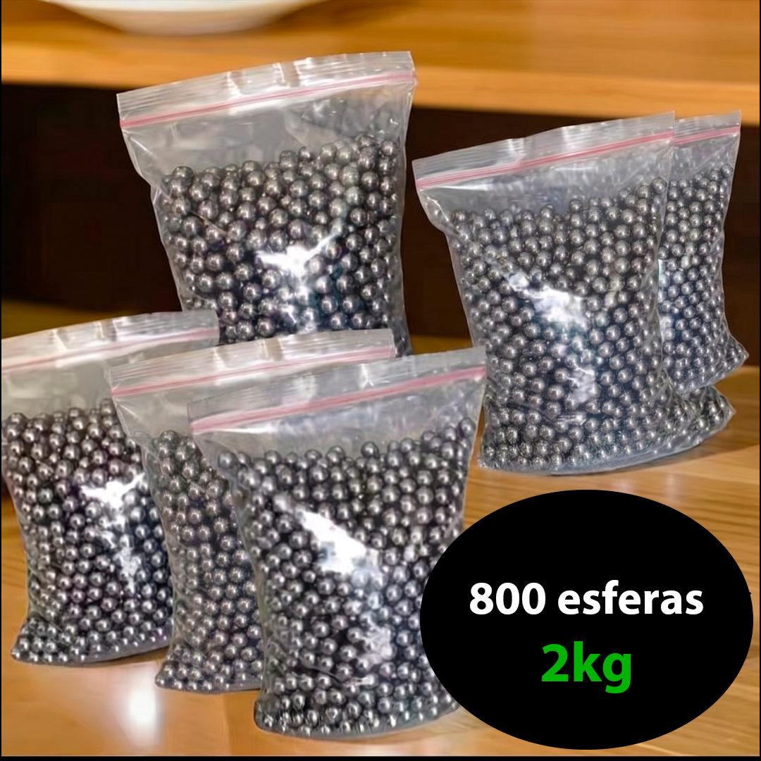 Refil de 2kg com 800 esferas metálicas em embalagens lacradas